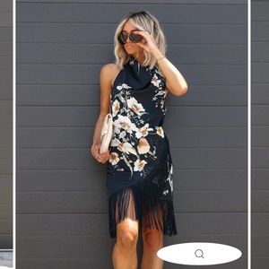 🦃VICI Floral Halter Fringe Mini Dress size XL🦃